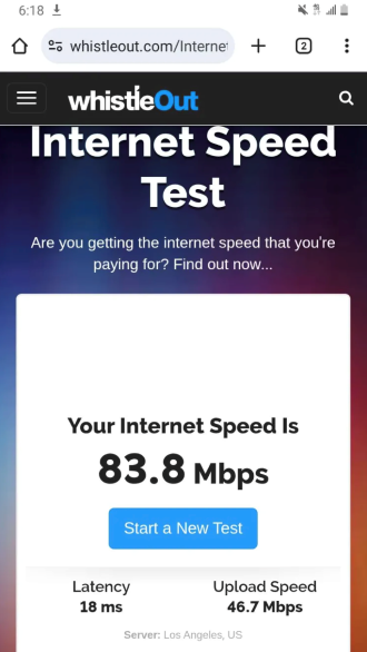 RedPocket 5G download speed of 83Mbps on the T-Mobile network.