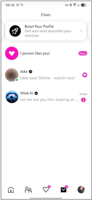 Screenshot of Wink app likes paywall