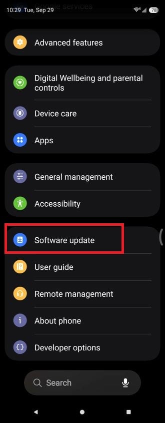 Checking for software updates on a Samsung Galaxy Z Fold5