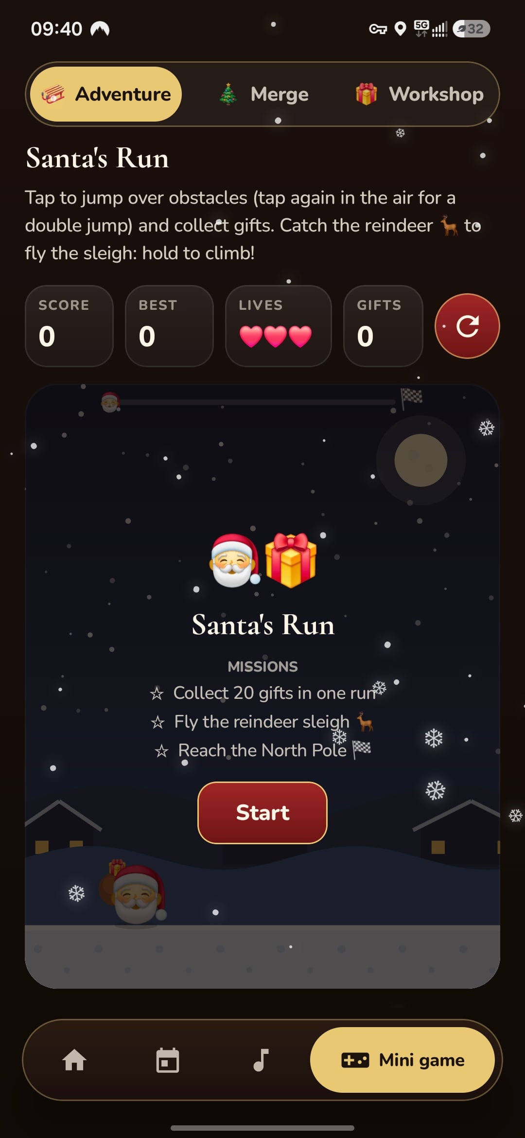 Screenshot of the Home screen