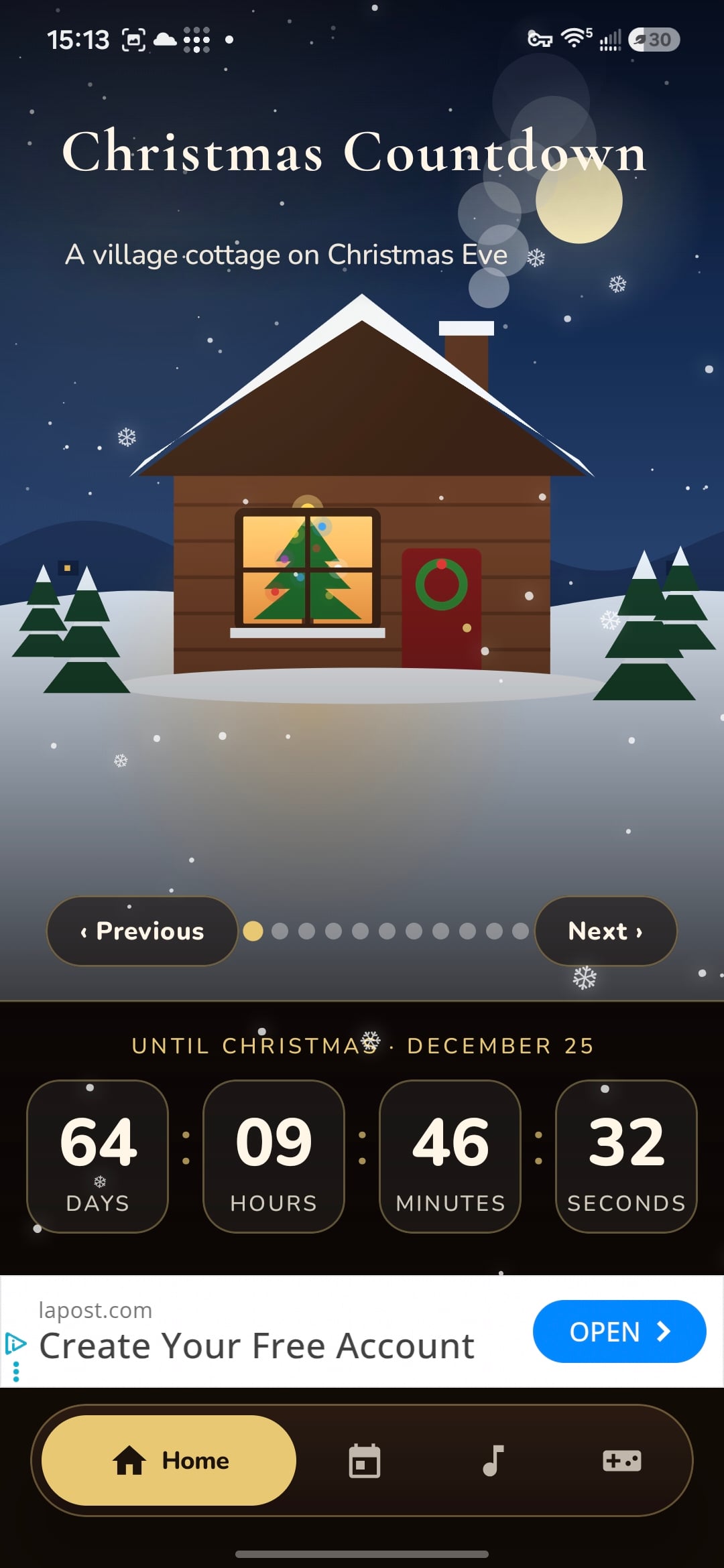 Screenshot of the built-in games.
