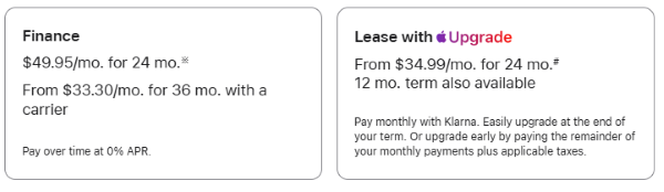 iPhone 18 Pro financing options on the Apple Store website
