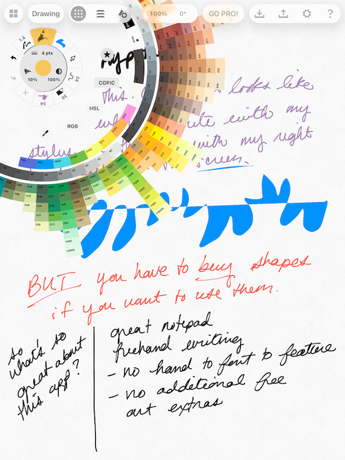 Screenshot of the color wheel in Concepts.