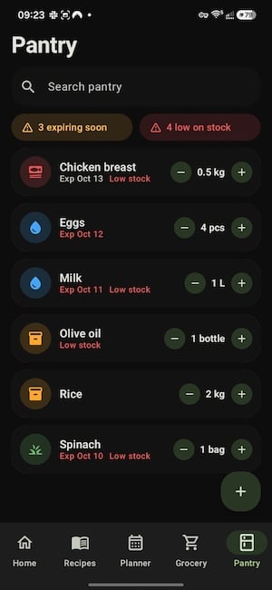 Screenshot of the Crouton pantry tracker on iPhone