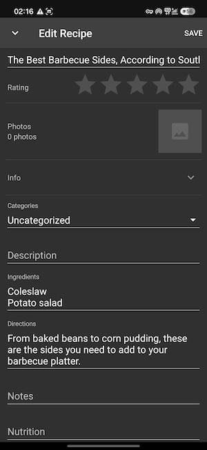 Screenshot of a multi-recipe import error in Paprika on Android