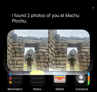 Siri AI searching for photos taken at Machu Picchu