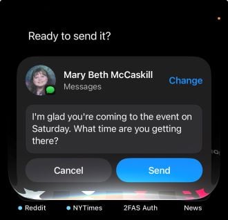 Siri AI drafting a casual text message