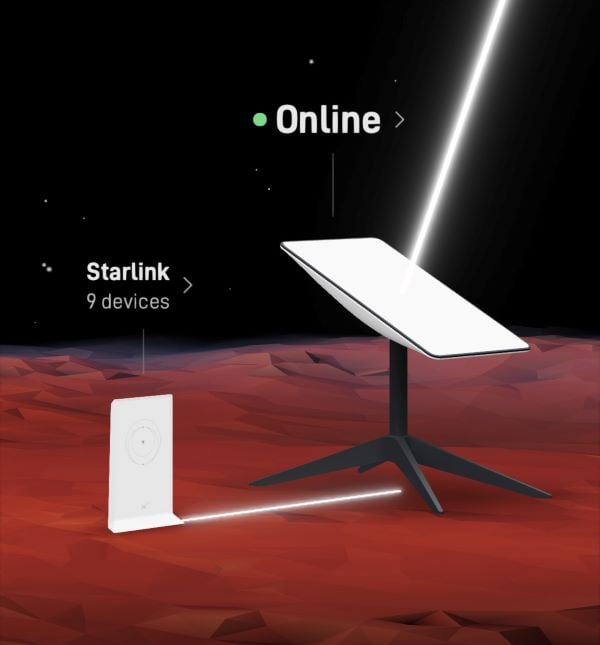 Starlink connectivity app interface on a smartphone